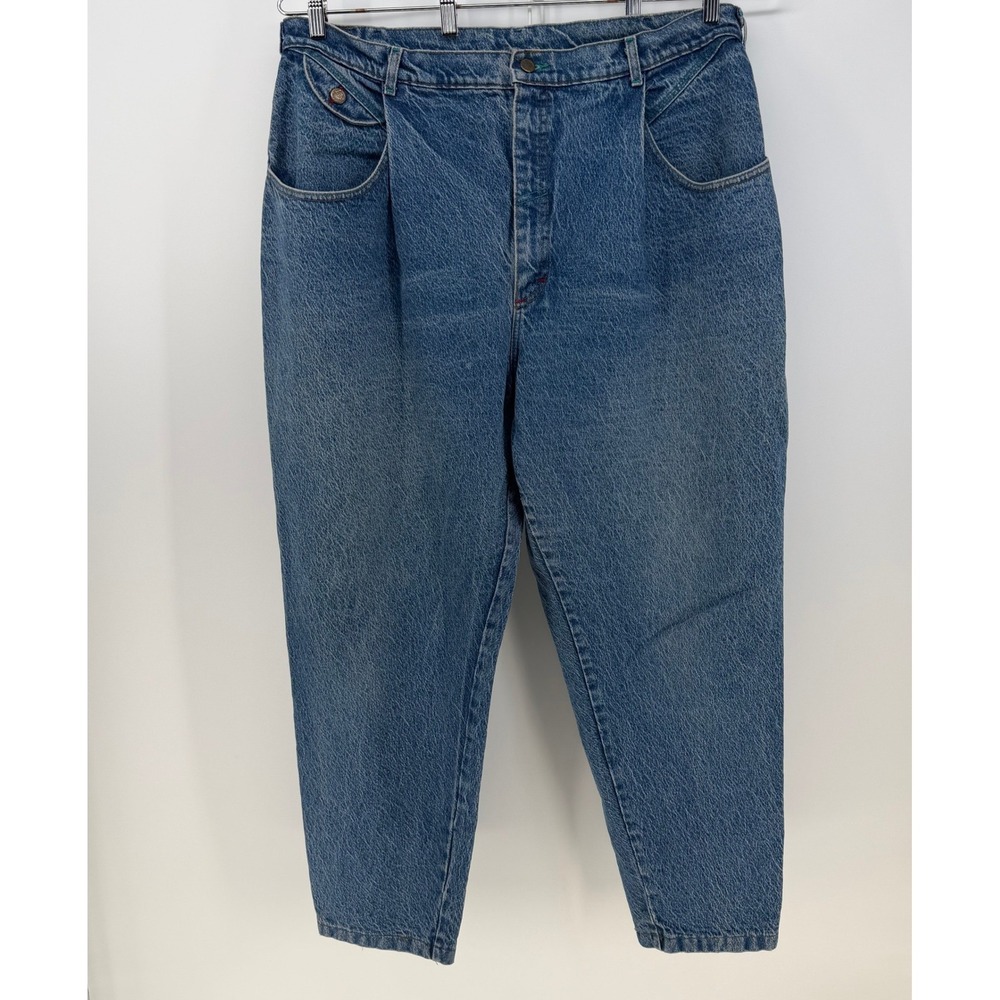 Lee Riders Jeans Women 42 Blue Pleated High Rise Tapered Vintage 90s Mom Western
